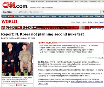 CNN titula: Corea del Norte no planea una segunda prueba nuclear